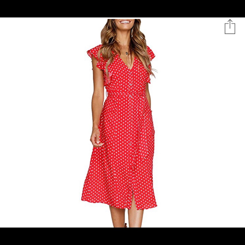 Head turning boho/pinup red polka dot dress